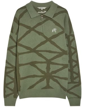 Malbon Verdant Logo-Embroidered Patterned Cotton-Knit Jumper - Green