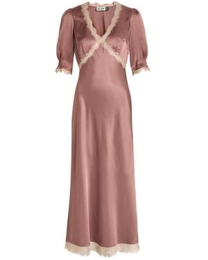 RIXO London Annina Lace-Embellished Satin Midi Dress - Brown