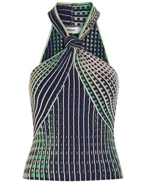 Jonathan Simkhai Lyrix Textured Cut-Out Knit Top - Blue