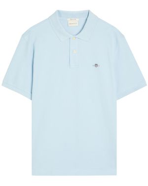 GANT Logo-Embroidered Piqué Cotton Polo Shirt - Blue