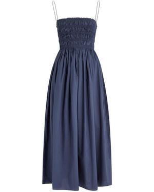 Matteau Smocked Cotton Midi Dress - Blue
