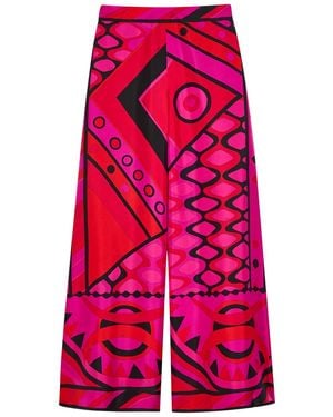 PUCCI Printed Wide-Leg Silk Pants - Red
