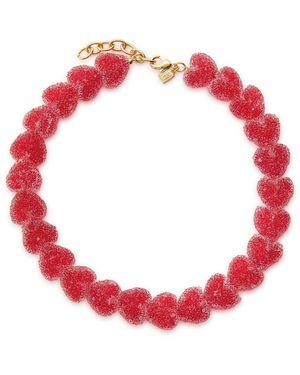 Crystal Haze Jewelry Jelly Heart 18Kt-Plated Necklace - Red