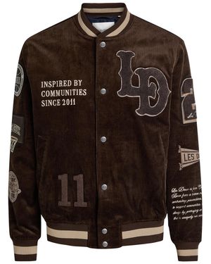 Les Deux Quilted Appliquéd Corduroy Varsity Jacket - Black