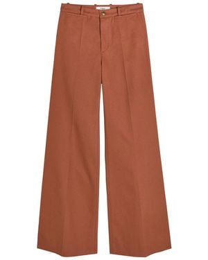 Chloé Flared-Leg Canvas Trousers - Brown
