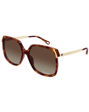 Chloé Aly Square-Frame Oversized Sunglasses - Brown