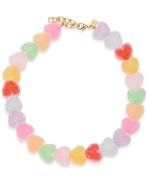 Crystal Haze Jewelry Jelly Heart 18Kt-Plated Necklace - Pink