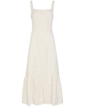 PAIGE Kelli Embroidered Cotton And Silk-Blend Midi Dress - White