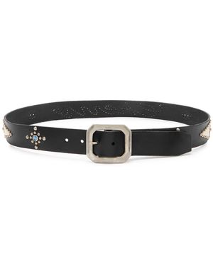 CHERRY LA Studded Logo Leather Belt - Black
