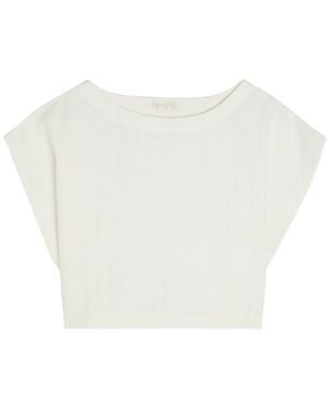 Suzie Kondi Kori Cropped Linen Top - White