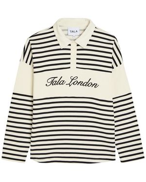 Tala Rugby Striped Cotton-Blend Polo Sweater - Black