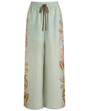 Zimmermann Silk Coco Relaxed Pants - Green