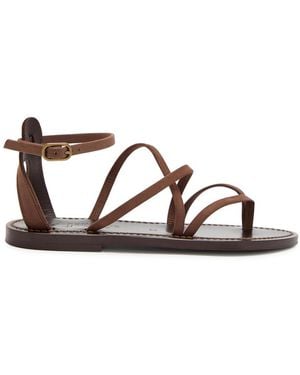 K. Jacques Epicure Cross-Over Leather Sandals - Brown