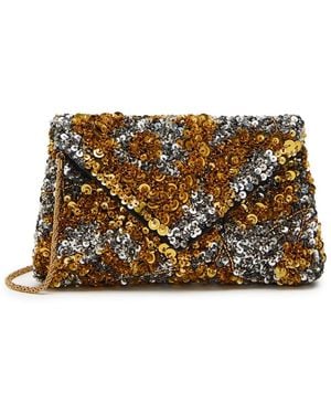 Dries Van Noten Embellished Satin Clutch - Metallic