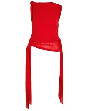 Ganni Cascading Mesh Top - Red