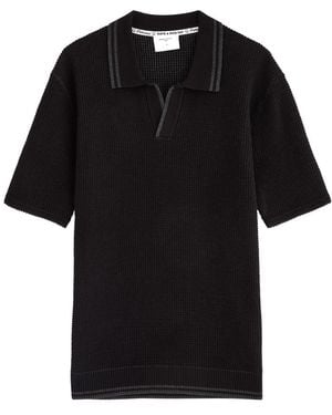 Percival Cassette Waffle-Knit Cotton Polo Shirt - Black