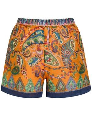 Etro Paisley-Print Ramie Shorts - Orange