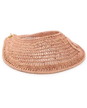Chloé Chloé Logo-Embroidered Raffia Visor - Pink