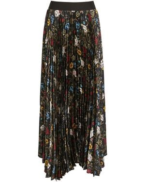 Alice + Olivia Katzz Floral-Print Satin Maxi Skirt - Black