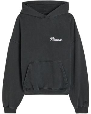 Picante Tailor Logo-Embroidered Hooded Cotton Sweatshirt - Black