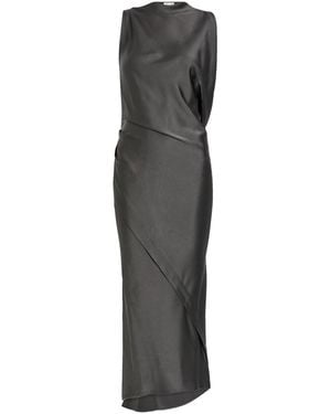 Victoria Beckham Draped Satin-Crepe Midi Dress - Grey
