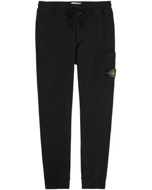 Stone Island Logo Cotton Joggers - Black