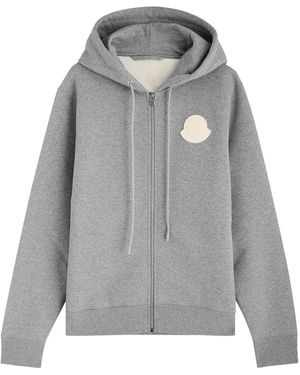 Moncler Logo Hooded Cotton Sweatshirt - Grey
