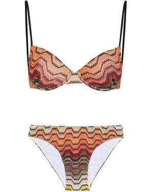 Missoni Patterned Metallic-Knit Bikini - Pink