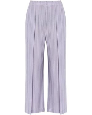 Pleats Please Issey Miyake Pleated Wide-Leg Woven Trousers - Purple