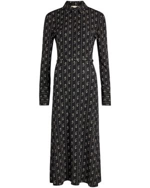 Tory Burch Patterned Stretch-Jersey Midi Shirt Dress - Black