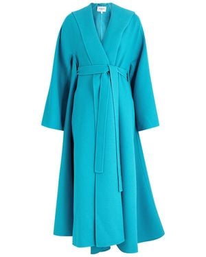 Alaïa Cape-Effect Wool-Blend Coat - Blue
