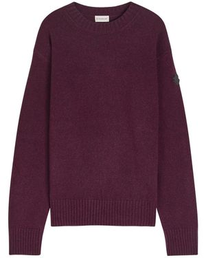 Moncler Logo-Appliquéd Wool And Cashmere-Blend Jumper - Purple
