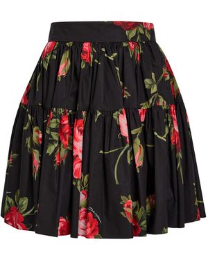 Dolce & Gabbana Floral-Print Cotton-Poplin Mini Skirt - Black