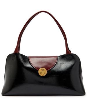 Versace Medium Glossed Leather Shoulder Bag - Black