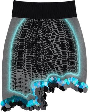 Ph5 Casey Embellished Asymmetric Knitted Mini Skirt - Blue