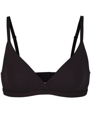 Skims Stretch-Jersey Crossover Bralette - Black