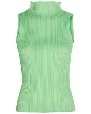 Pleats Please Issey Miyake Pleated Woven Top - Green