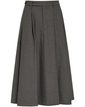 Brunello Cucinelli Tailored Pleated Wool-Blend Midi Skirt - Gray