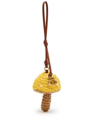 COACH Mushroom Leather And Straw Bag Charm - Metallic