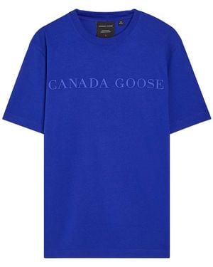 Canada Goose Vantage Logo-Embroidered Cotton T-Shirt - Blue