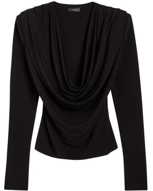 Wardrobe NYC Evening Draped Cowl-Neck Stretch-Crepe Top - Black
