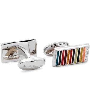 Paul Smith Signature Stripe Cufflinks - White