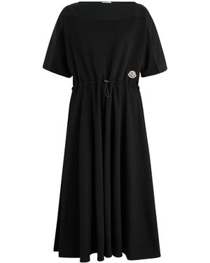 Moncler Satin And Cotton Midi Dress - Black