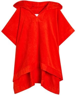 Lisa Marie Fernandez Hooded Terry Beach Poncho - Red