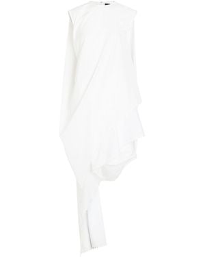 Jacquemus La Robe Traversin Courte Asymmetric Cotton-Poplin Midi Dress - White