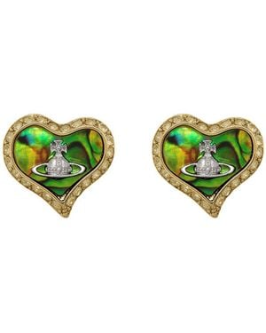 Vivienne Westwood Petra Heart Crystal-Embellished Stud Earrings - Green