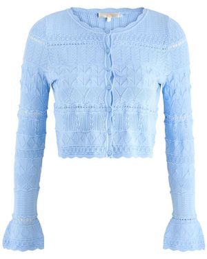 LoveShackFancy Media Pointelle-Knit Cardigan - Blue