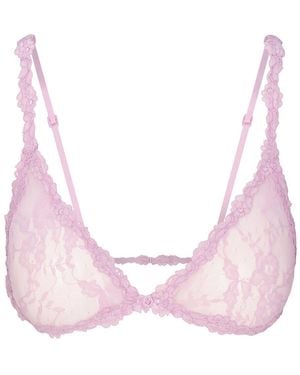 Skims Stretch-Lace Triangle Bralette - Pink