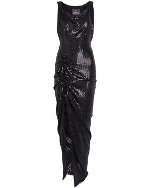 Vivienne Westwood Liz Side Panther Sequin-Embellished Midi Dress - Black