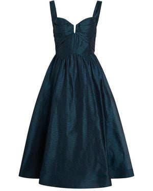 Zimmermann Rebellion Pleated Linen And Silk-Blend Midi Dress - Blue